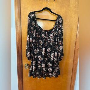 Abercrombie and Fitch Floral Long Sleeve Dress with Ruched Back